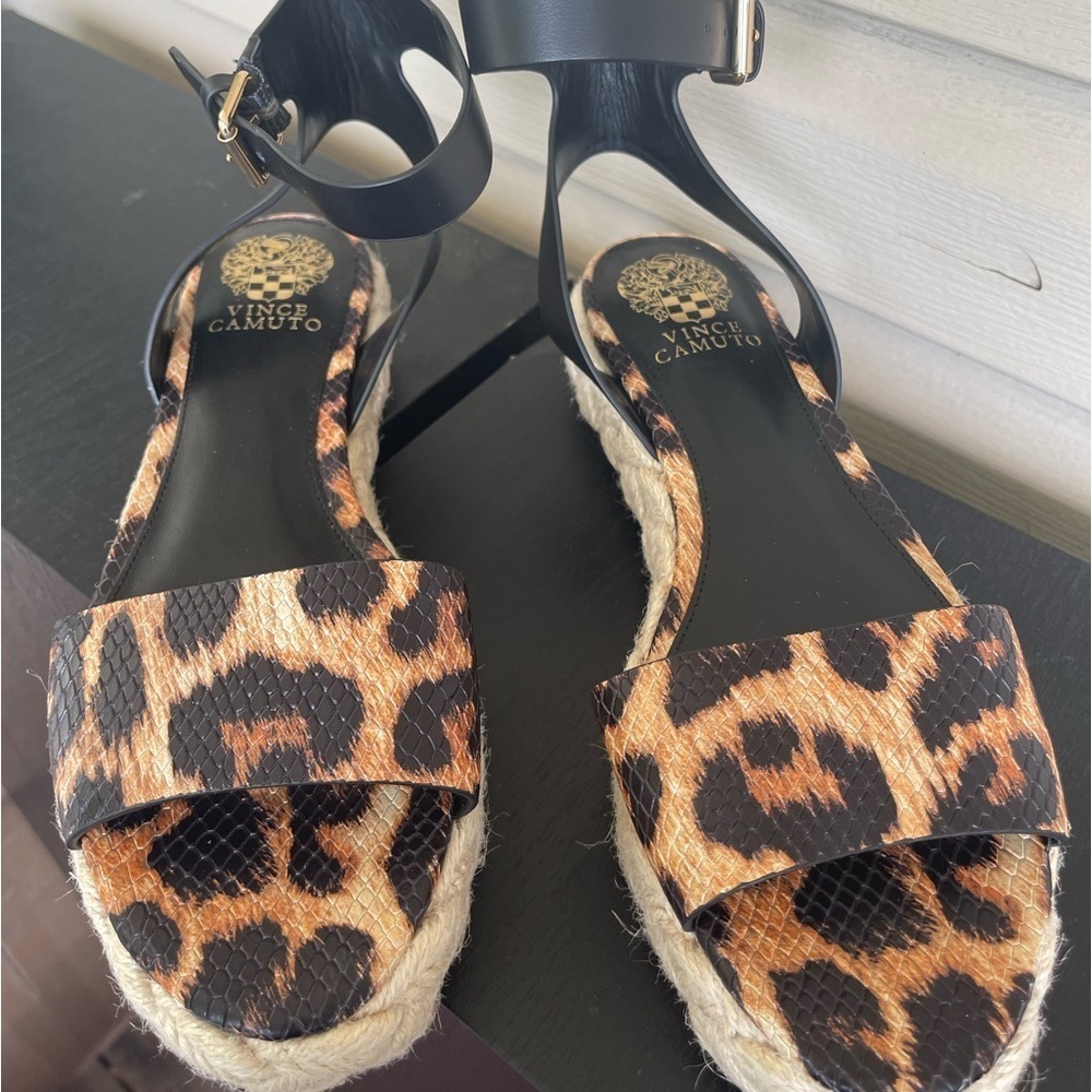 Vince Camuto Defina Leopard Print Espradrille Platform Sandals